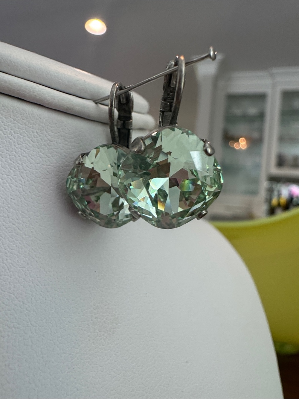 Sabika Sparkling Green Drop Earrings - Elegant Crystal Statement